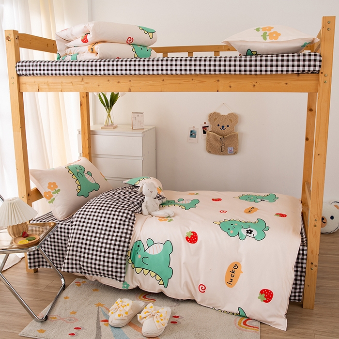 91家纺网 家纺一手货源 找家纺 友承家纺 2026新款床上用品磨毛四件套被单被套学生宿舍单人三件套被罩单件四季通用150cmx200cm 小恐龙