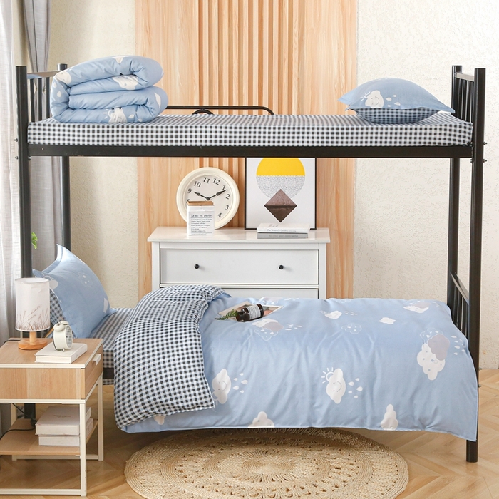 91家纺网 家纺一手货源 找家纺 友承家纺 2026新款床上用品磨毛四件套被单被套学生宿舍单人三件套被罩单件四季通用150cmx200cm 云朵