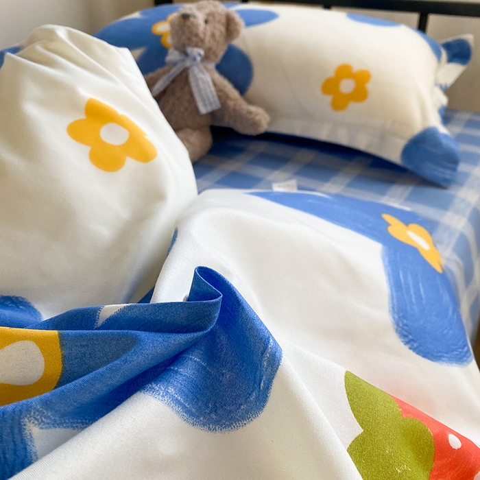 91家纺网 家纺一手货源 找家纺 友承家纺 2026新款床上用品磨毛四件套被单被套学生宿舍单人三件套被罩单件四季通用150cmx200cm 幸运花