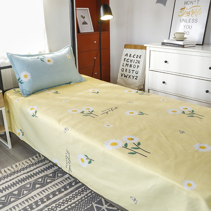 91家纺网 家纺一手货源 找家纺 友承家纺 2026新款床上用品磨毛四件套被单被套学生宿舍单人三件套被罩单件四季通用150cmx200cm 网红雏菊兰