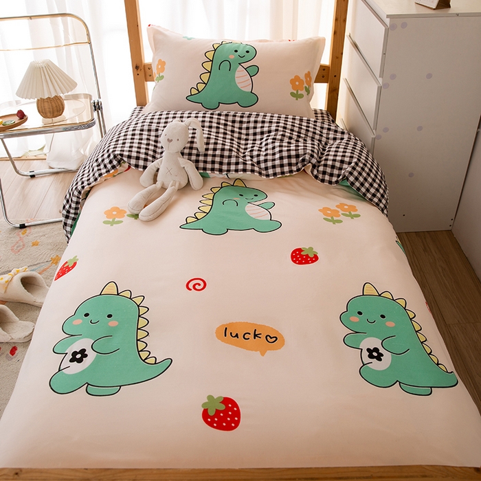 91家纺网 家纺一手货源 找家纺 友承家纺 2026新款床上用品磨毛四件套被单被套学生宿舍单人三件套被罩单件四季通用150cmx200cm 小恐龙