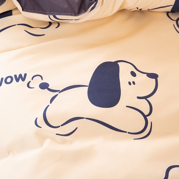 91家纺网 家纺一手货源 找家纺 友承家纺 2026新款床上用品磨毛四件套被单被套学生宿舍单人三件套被罩单件四季通用150cmx200cm 欢乐狗米