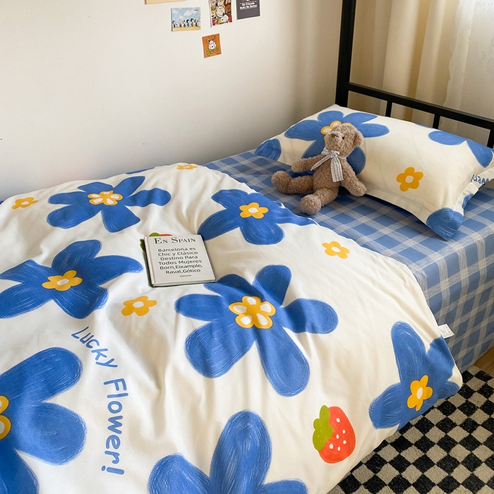 91家纺网 家纺一手货源 找家纺 友承家纺 2026新款床上用品磨毛四件套被单被套学生宿舍单人三件套被罩单件四季通用150cmx200cm 幸运花