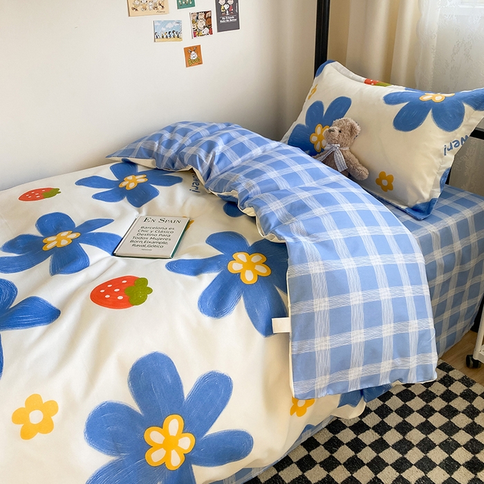 91家纺网 家纺一手货源 找家纺 友承家纺 2026新款床上用品磨毛四件套被单被套学生宿舍单人三件套被罩单件四季通用150cmx200cm 幸运花