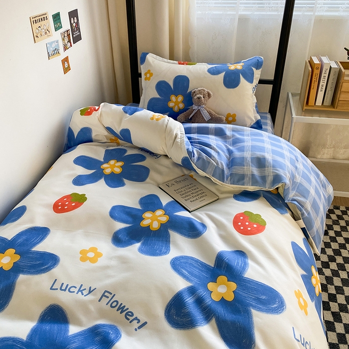 91家纺网 家纺一手货源 找家纺 友承家纺 2026新款床上用品磨毛四件套被单被套学生宿舍单人三件套被罩单件四季通用150cmx200cm 幸运花