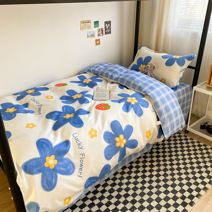 91家纺网 家纺一手货源 找家纺 友承家纺 2026新款床上用品磨毛四件套被单被套学生宿舍单人三件套被罩单件四季通用150cmx200cm 幸运花