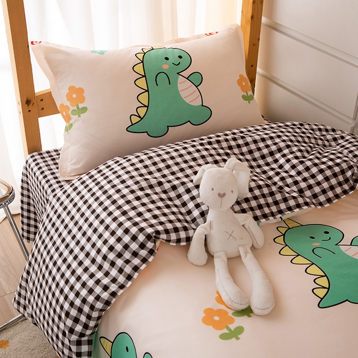 91家纺网 家纺一手货源 找家纺 友承家纺 2026新款床上用品磨毛四件套被单被套学生宿舍单人三件套被罩单件四季通用150cmx200cm 小恐龙