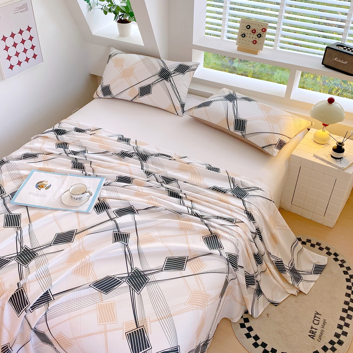 91家纺网 家纺一手货源 找家纺 小懒猪 2026全棉纯棉印花单床单床单单件 铂格纹