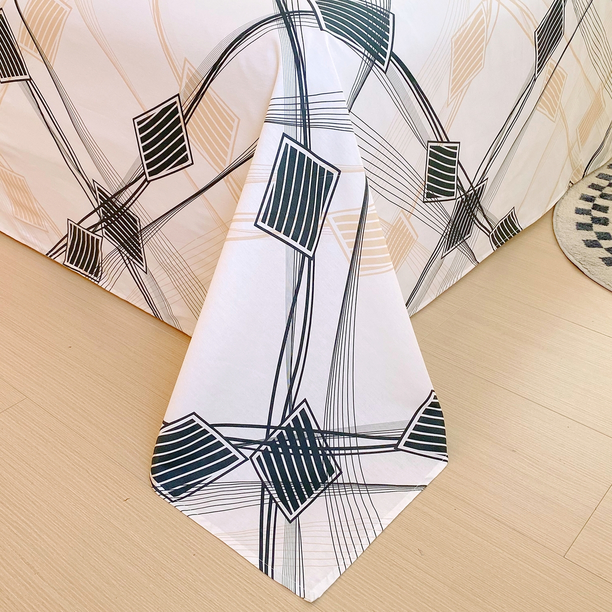 91家纺网 家纺一手货源 找家纺 小懒猪 2026全棉纯棉印花单床单床单单件 铂格纹