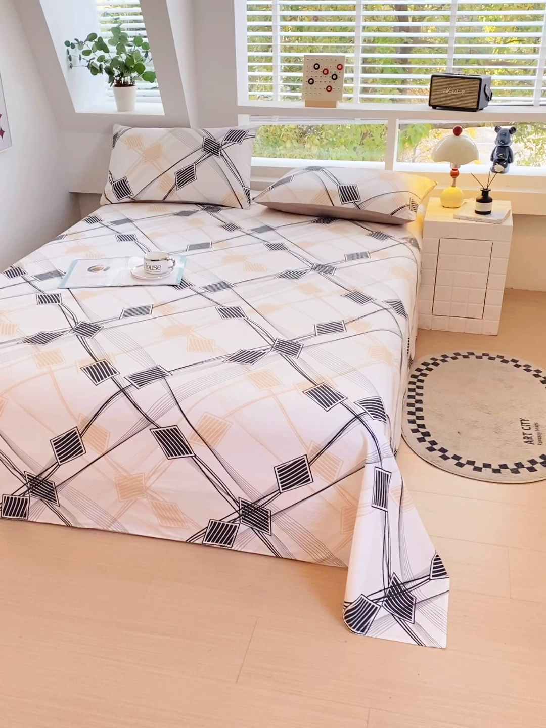 91家纺网 家纺一手货源 找家纺 小懒猪 2026全棉纯棉印花单床单床单单件 铂格纹