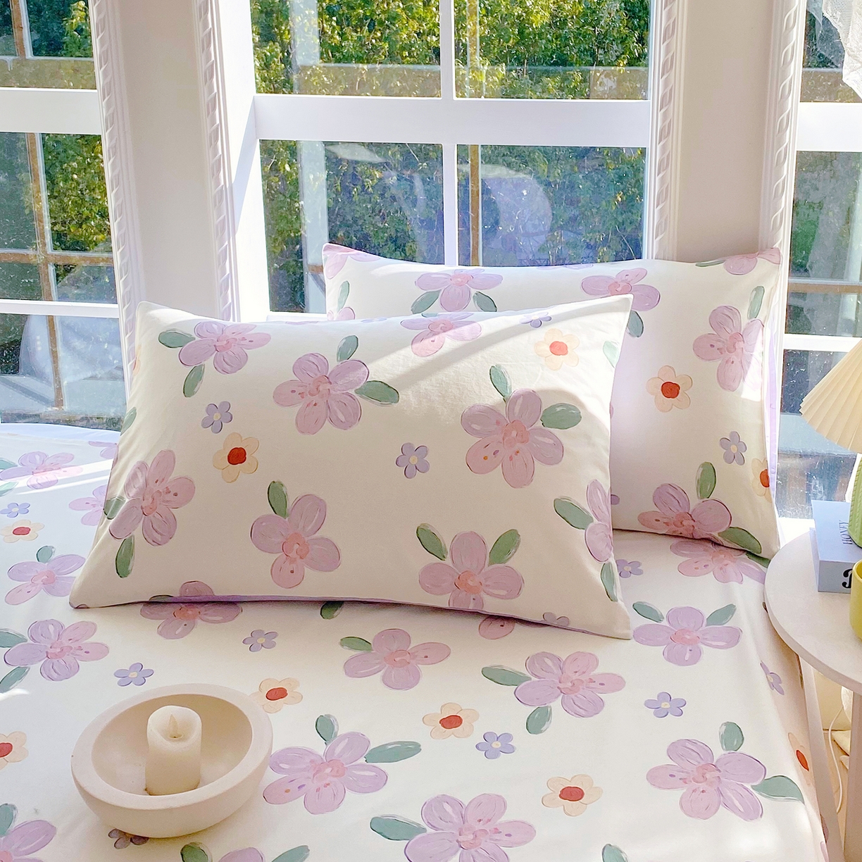 91家纺网 家纺一手货源 找家纺 小懒猪 2026全棉纯棉印花单床单床单单件 淡紫花屹