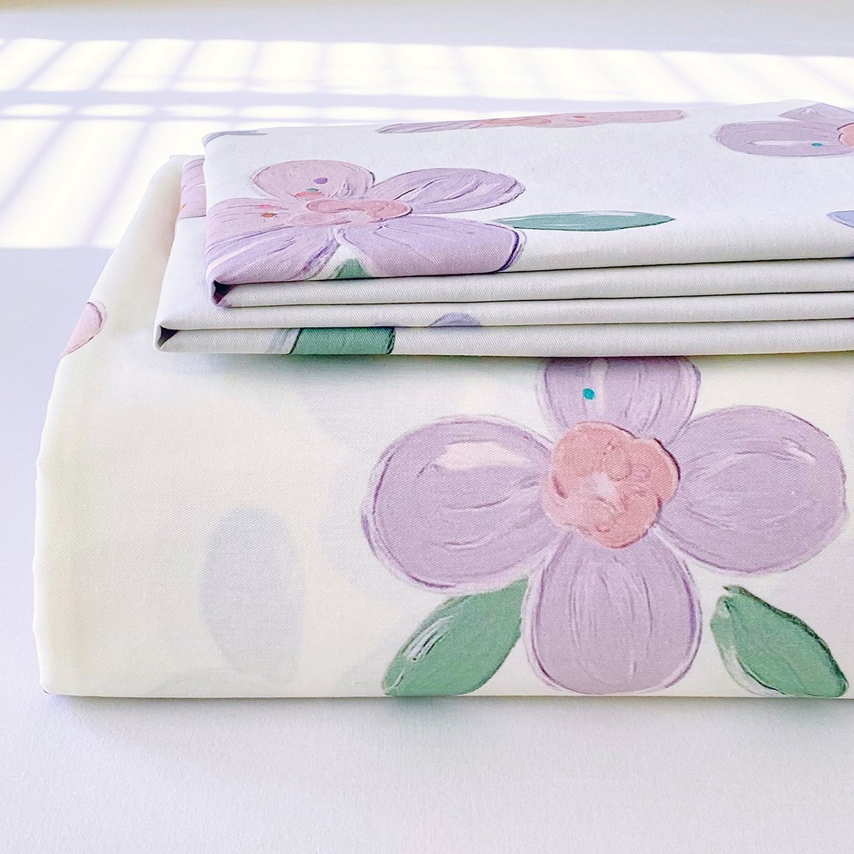 91家纺网 家纺一手货源 找家纺 小懒猪 2026全棉纯棉印花单床单床单单件 淡紫花屹