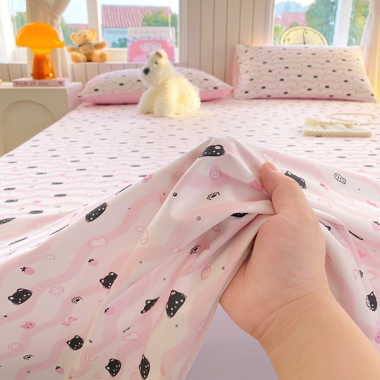 91家纺网 家纺一手货源 找家纺 小懒猪 2026全棉纯棉印花单床单床单单件 粉喵甜梦