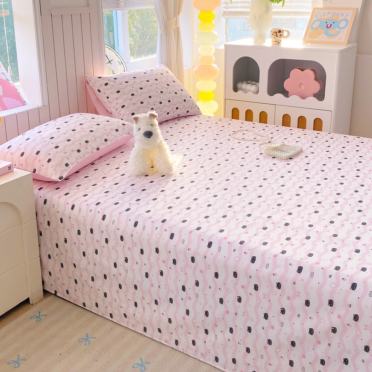 91家纺网 家纺一手货源 找家纺 小懒猪 2026全棉纯棉印花单床单床单单件 粉喵甜梦