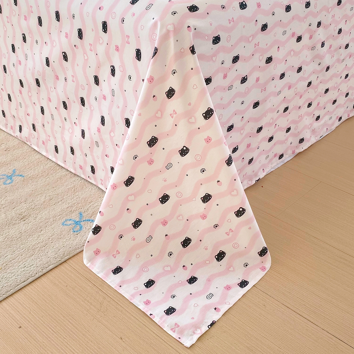 91家纺网 家纺一手货源 找家纺 小懒猪 2026全棉纯棉印花单床单床单单件 粉喵甜梦