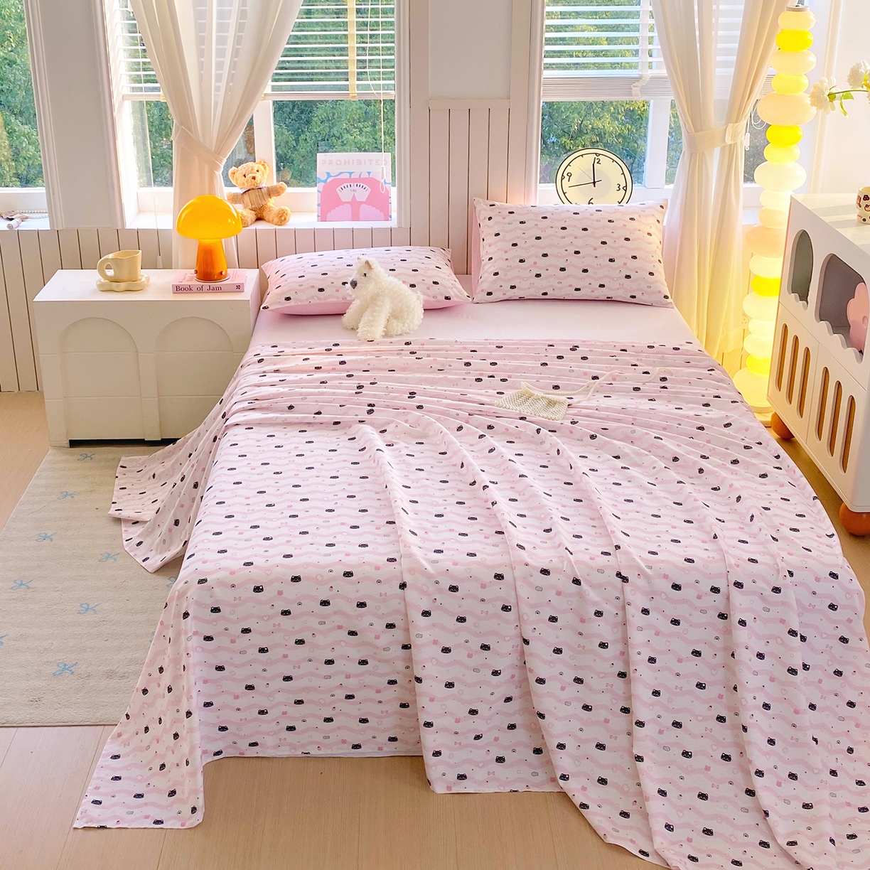 91家纺网 家纺一手货源 找家纺 小懒猪 2026全棉纯棉印花单床单床单单件 粉喵甜梦