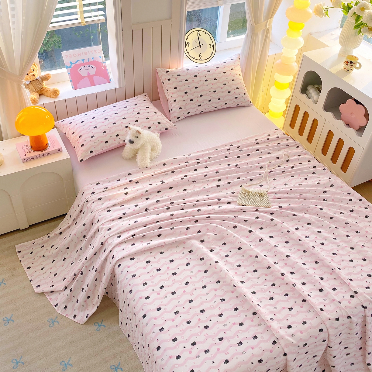 91家纺网 家纺一手货源 找家纺 小懒猪 2026全棉纯棉印花单床单床单单件 粉喵甜梦