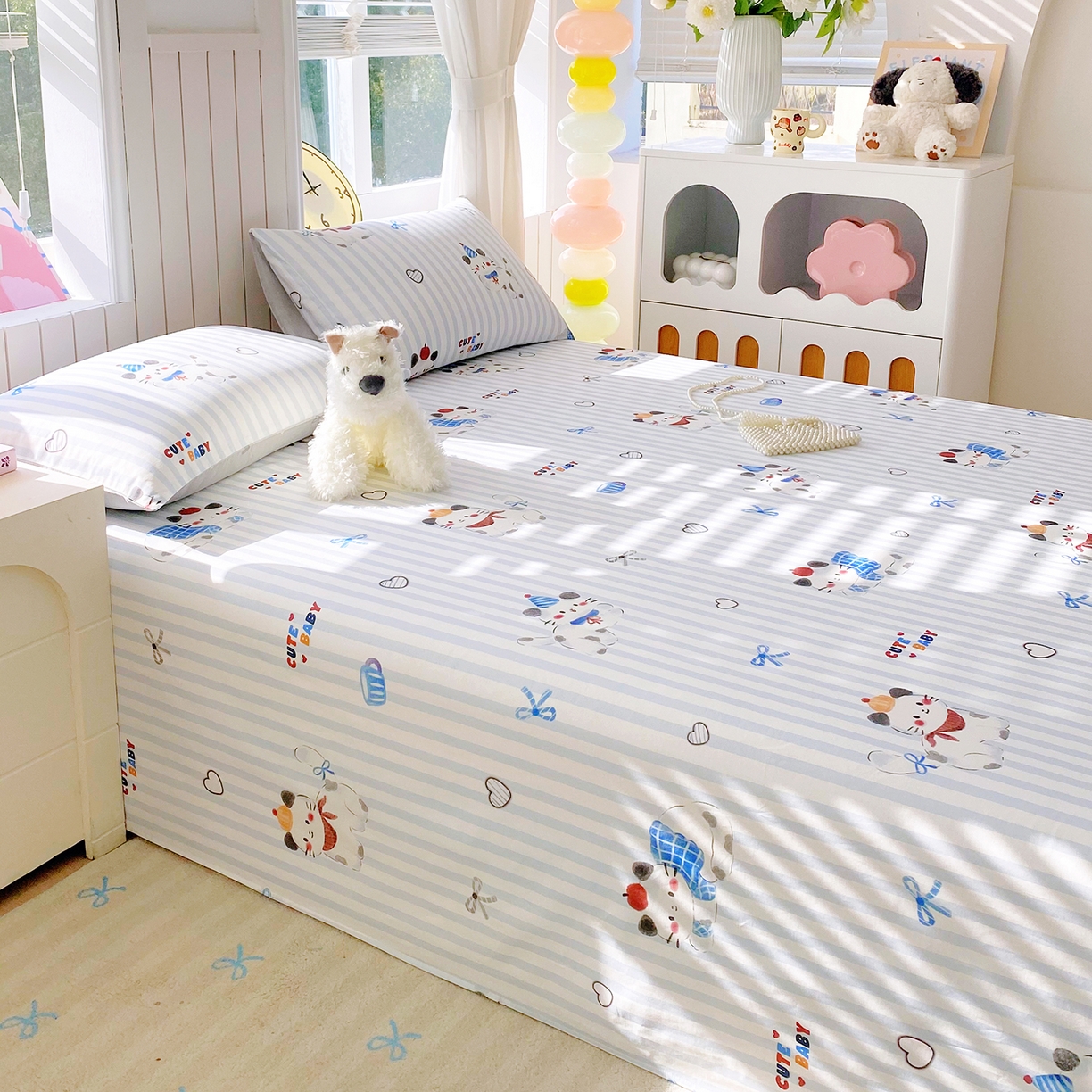 91家纺网 家纺一手货源 找家纺 小懒猪 2026全棉纯棉印花单床单床单单件 蓝调喵趣