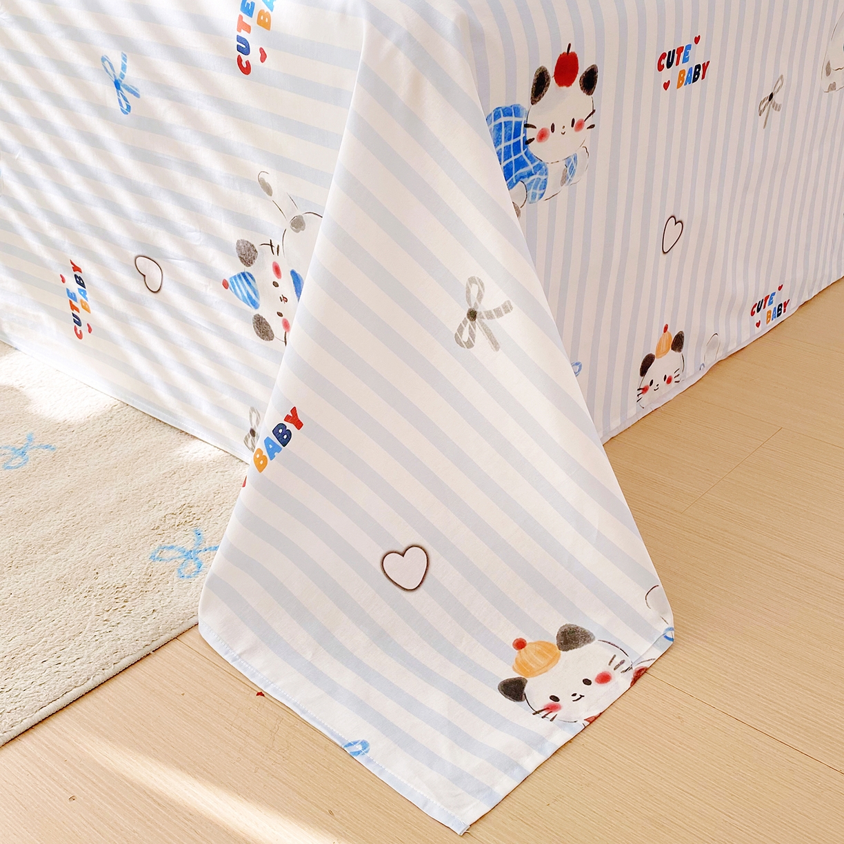 91家纺网 家纺一手货源 找家纺 小懒猪 2026全棉纯棉印花单床单床单单件 蓝调喵趣