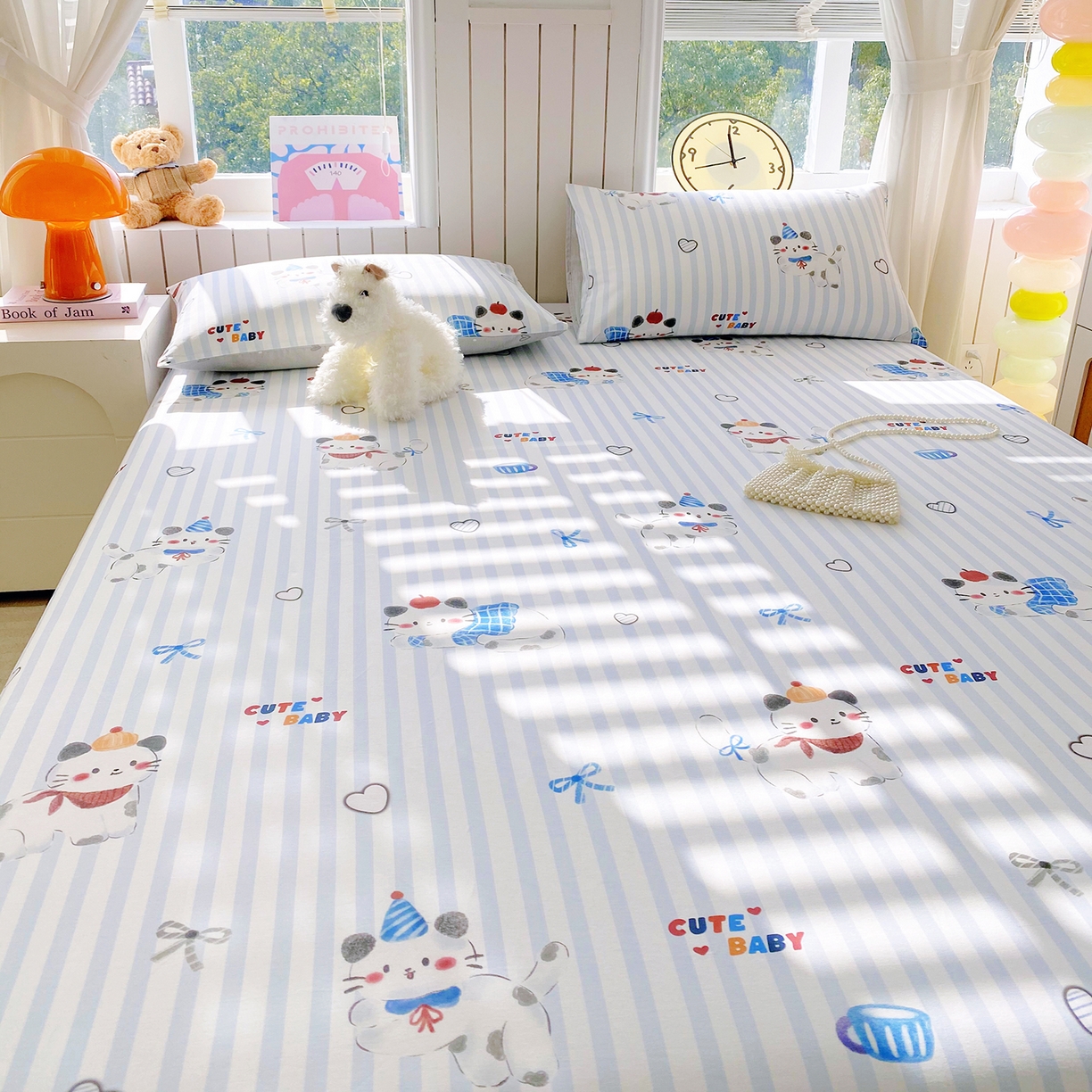 91家纺网 家纺一手货源 找家纺 小懒猪 2026全棉纯棉印花单床单床单单件 蓝调喵趣