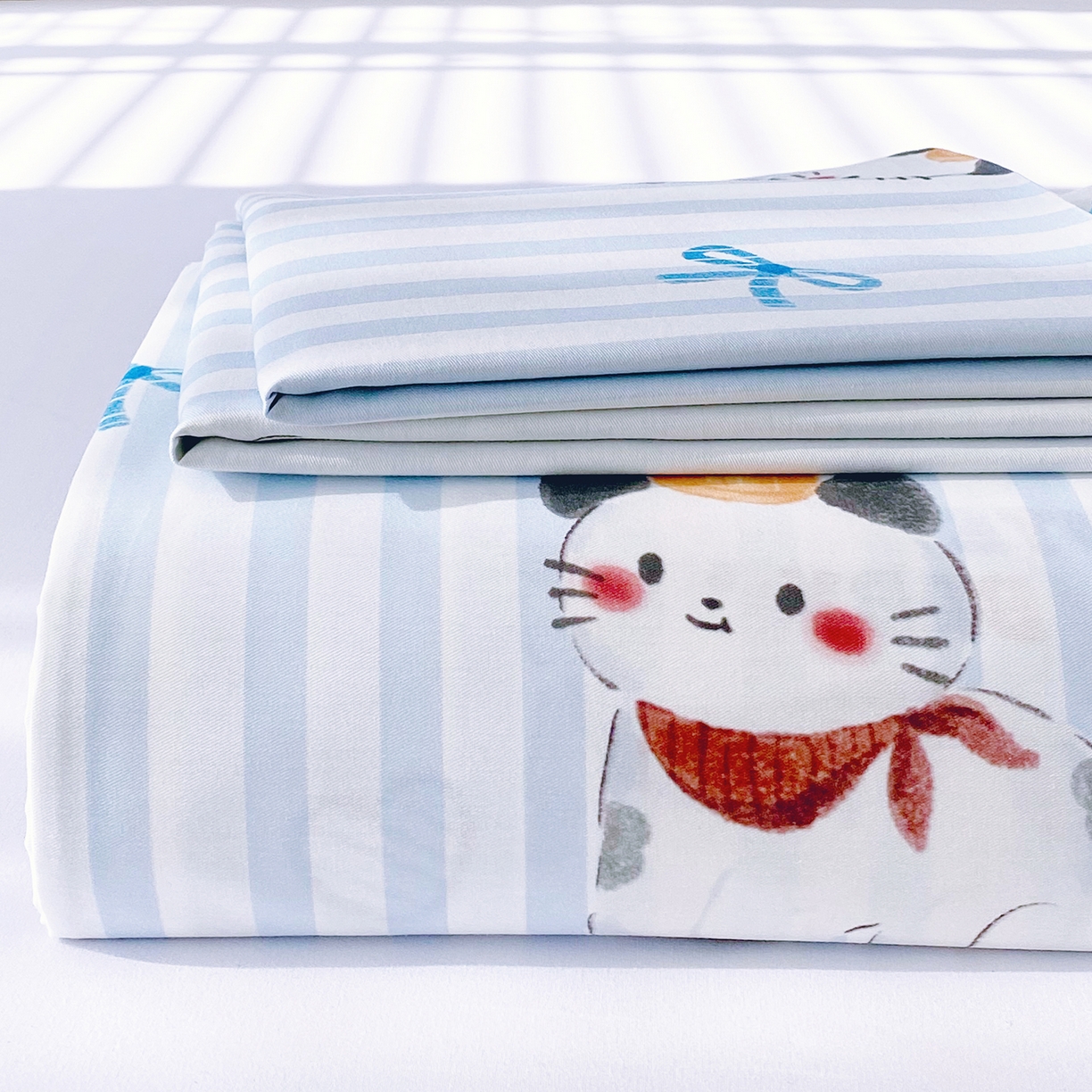 91家纺网 家纺一手货源 找家纺 小懒猪 2026全棉纯棉印花单床单床单单件 蓝调喵趣