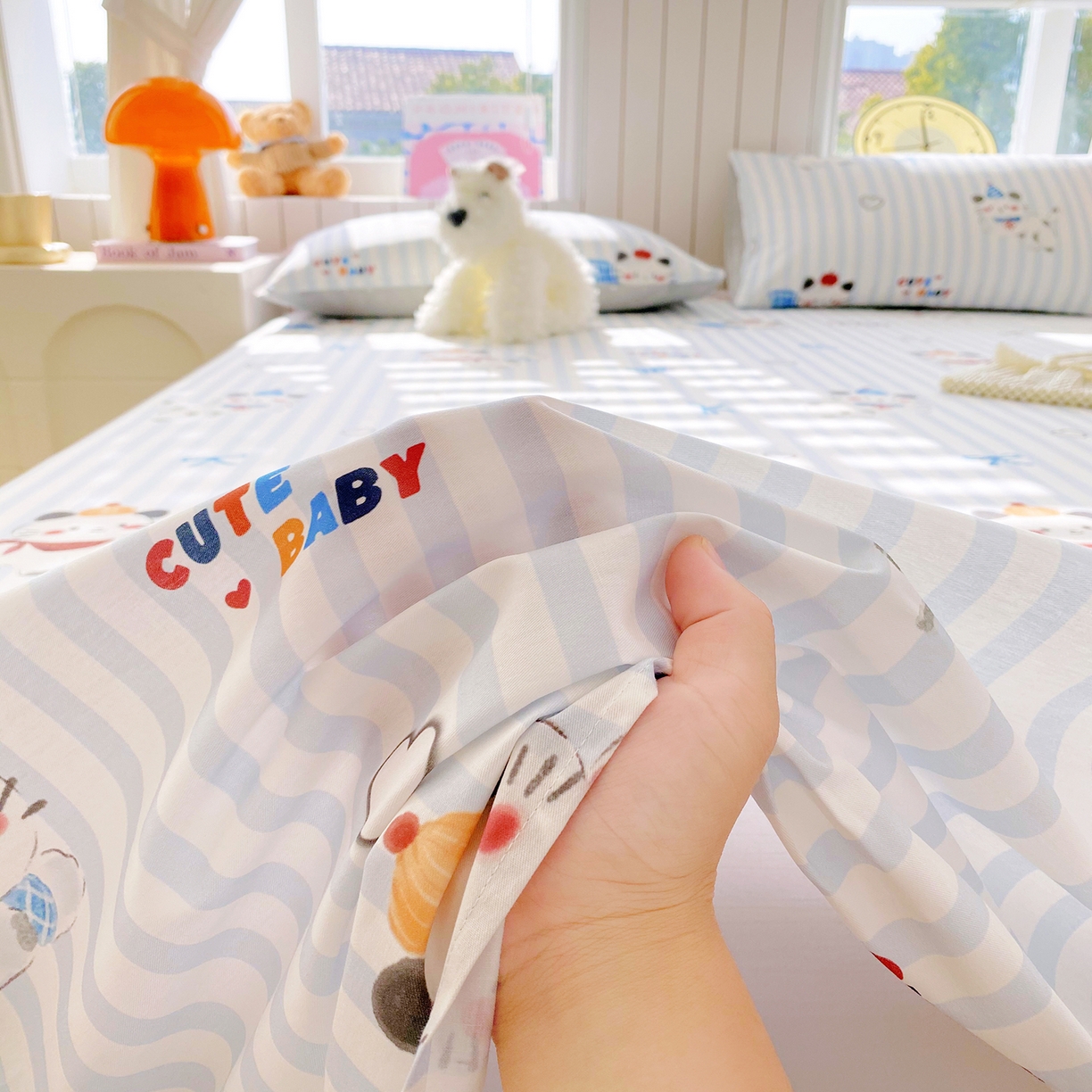 91家纺网 家纺一手货源 找家纺 小懒猪 2026全棉纯棉印花单床单床单单件 蓝调喵趣