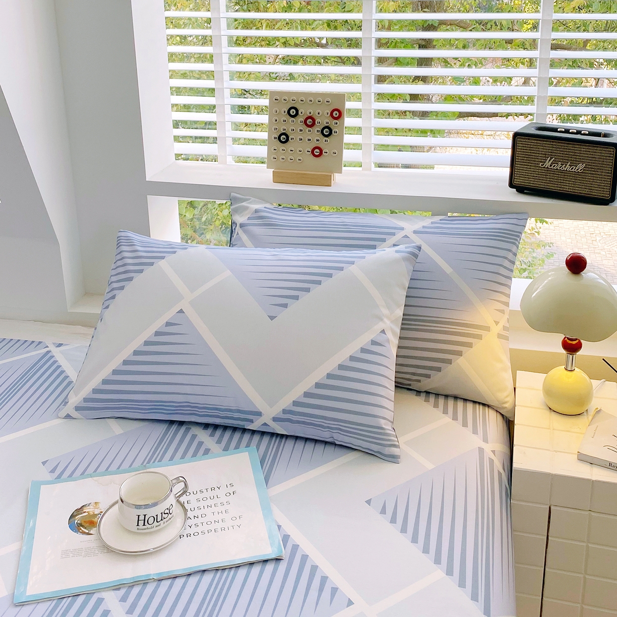 91家纺网 家纺一手货源 找家纺 小懒猪 2026全棉纯棉印花单床单床单单件 蓝灰格絮