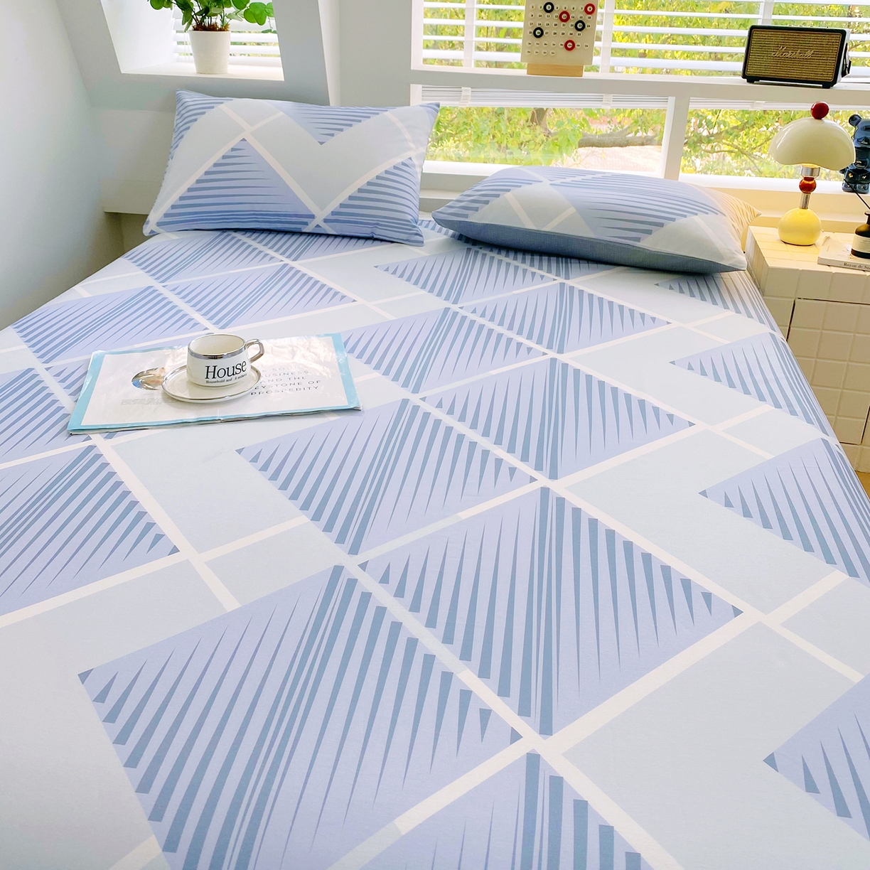 91家纺网 家纺一手货源 找家纺 小懒猪 2026全棉纯棉印花单床单床单单件 蓝灰格絮