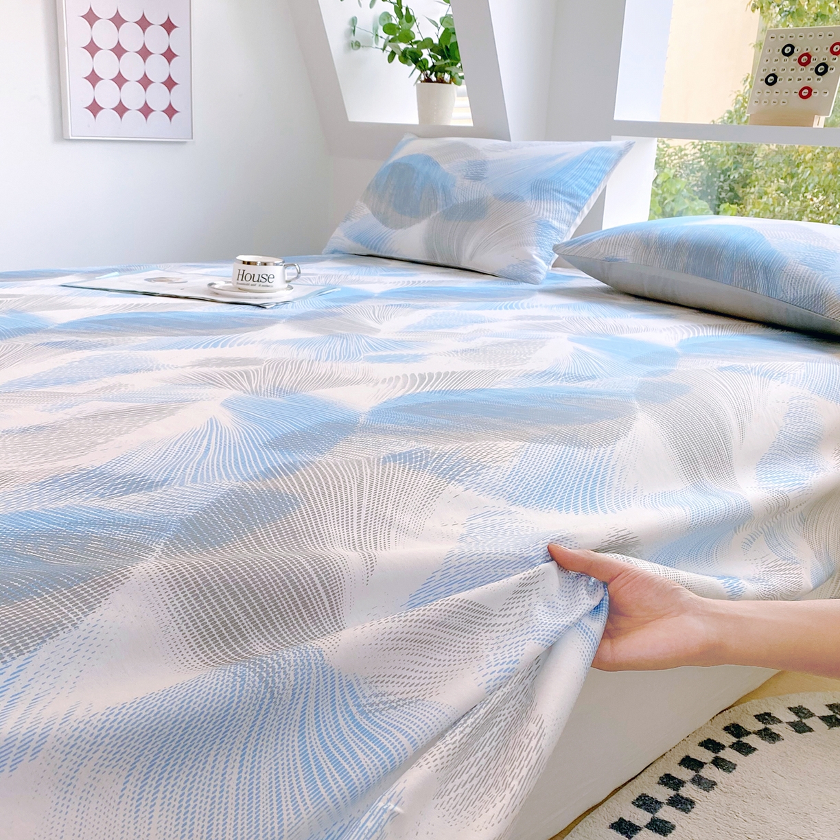 91家纺网 家纺一手货源 找家纺 小懒猪 2026全棉纯棉印花单床单床单单件 蓝絮银织