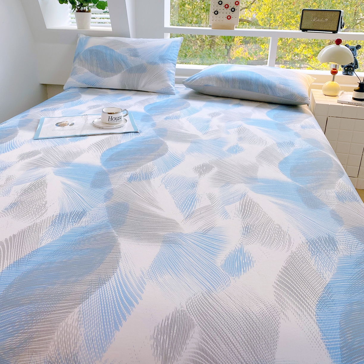 91家纺网 家纺一手货源 找家纺 小懒猪 2026全棉纯棉印花单床单床单单件 蓝絮银织