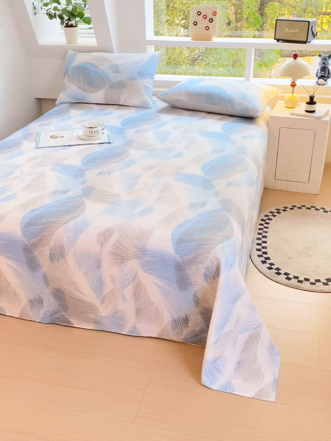 91家纺网 家纺一手货源 找家纺 小懒猪 2026全棉纯棉印花单床单床单单件 蓝絮银织