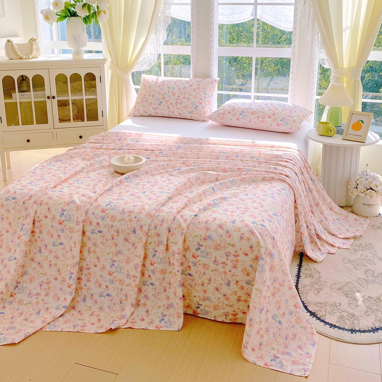 91家纺网 家纺一手货源 找家纺 小懒猪 2026全棉纯棉印花单床单床单单件 漫彩花韵