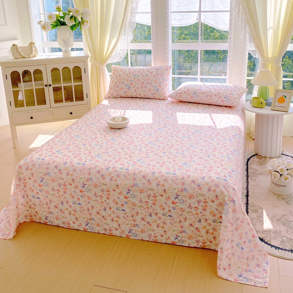 91家纺网 家纺一手货源 找家纺 小懒猪 2026全棉纯棉印花单床单床单单件 漫彩花韵