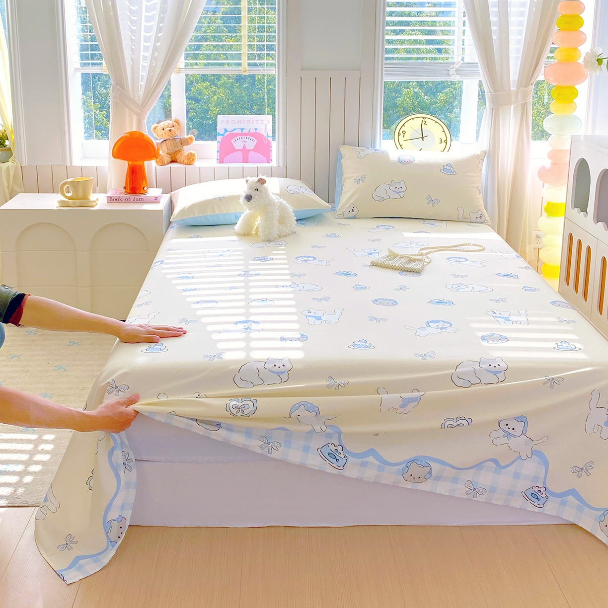 91家纺网 家纺一手货源 找家纺 小懒猪 2026全棉纯棉印花单床单 （提供买家秀） 喵语时光