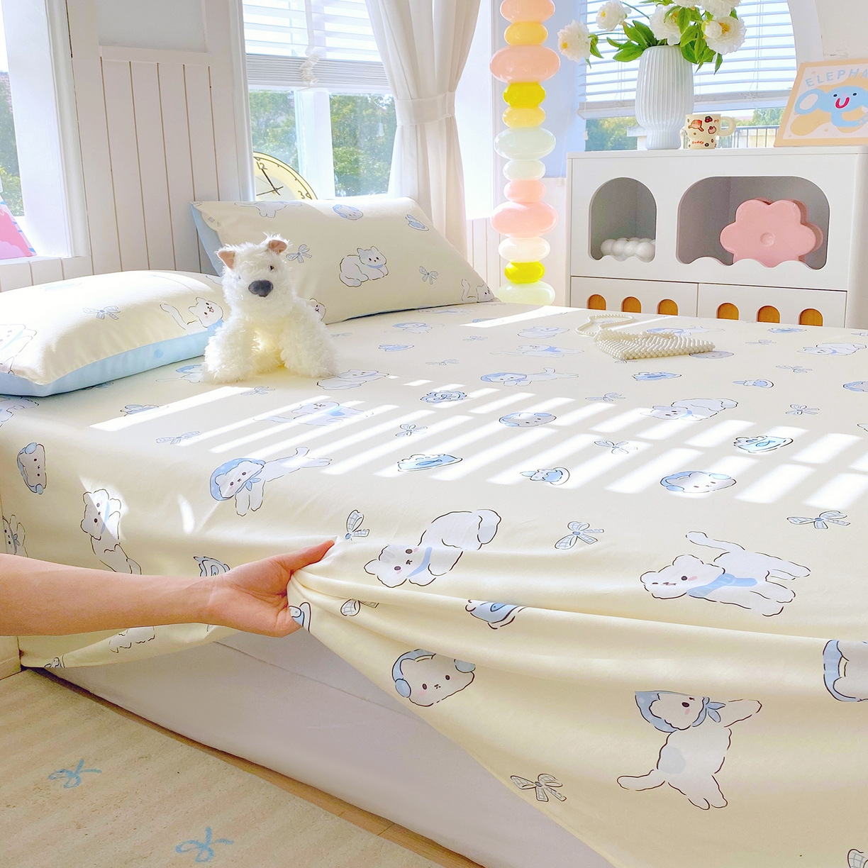 91家纺网 家纺一手货源 找家纺 小懒猪 2026全棉纯棉印花单床单 （提供买家秀） 喵语时光