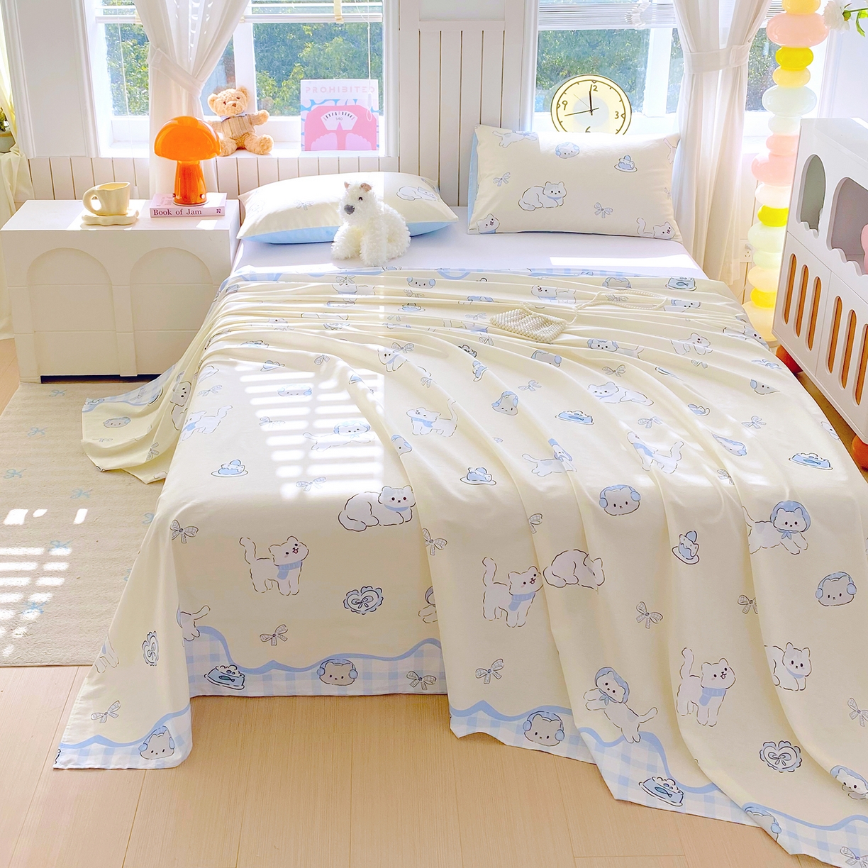 91家纺网 家纺一手货源 找家纺 小懒猪 2026全棉纯棉印花单床单 （提供买家秀） 喵语时光