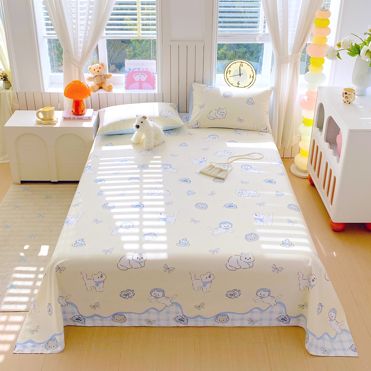 91家纺网 家纺一手货源 找家纺 小懒猪 2026全棉纯棉印花单床单 （提供买家秀） 喵语时光