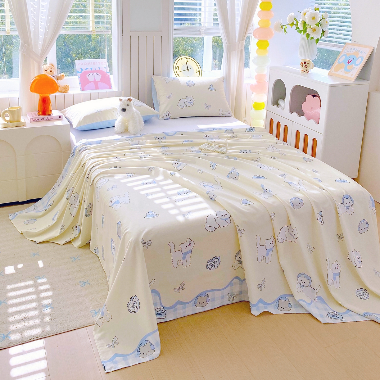 91家纺网 家纺一手货源 找家纺 小懒猪 2026全棉纯棉印花单床单 （提供买家秀） 喵语时光