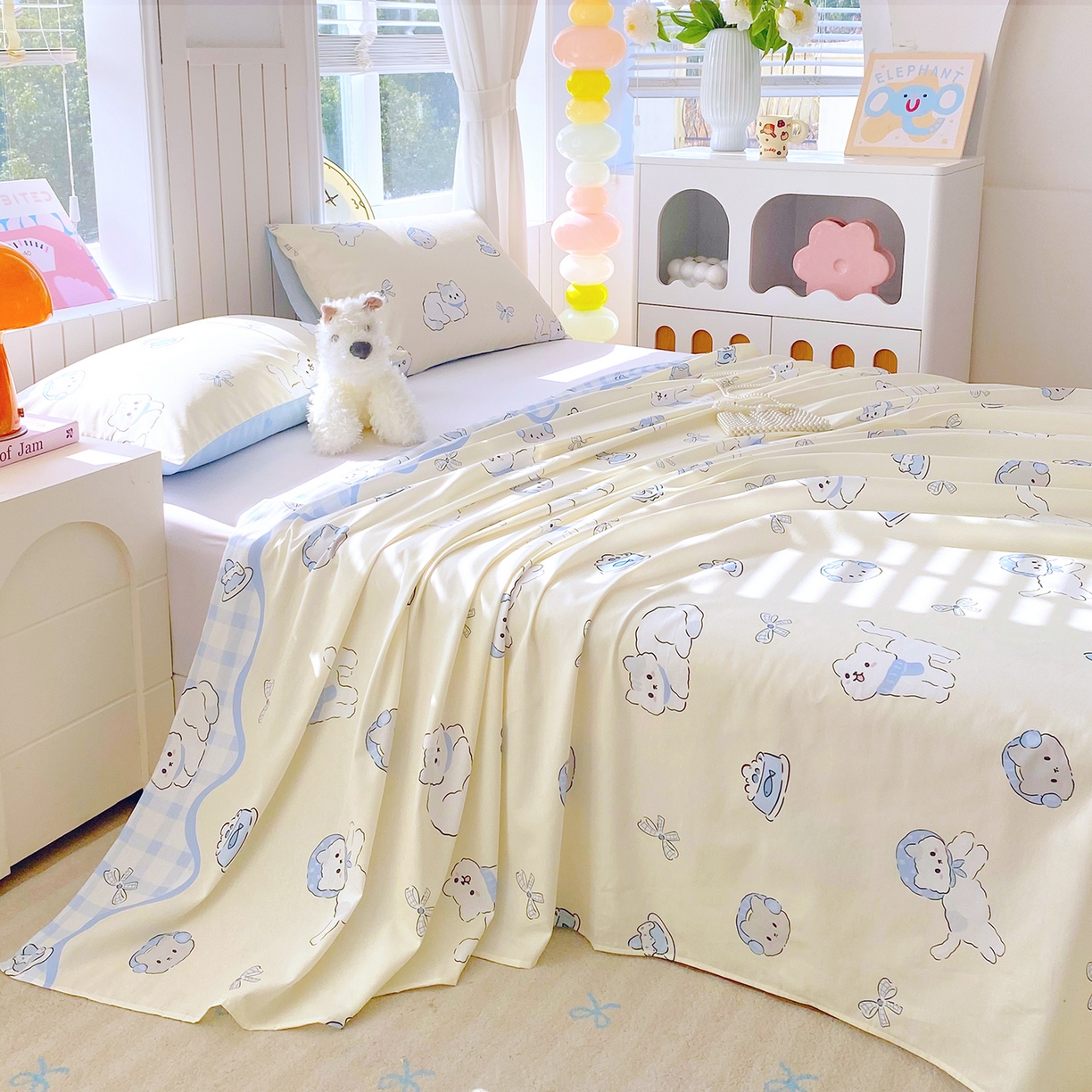 91家纺网 家纺一手货源 找家纺 小懒猪 2026全棉纯棉印花单床单 （提供买家秀） 喵语时光