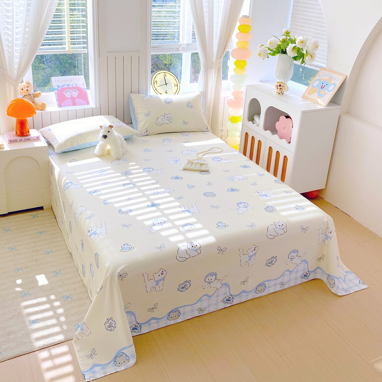 91家纺网 家纺一手货源 找家纺 小懒猪 2026全棉纯棉印花单床单 （提供买家秀） 喵语时光