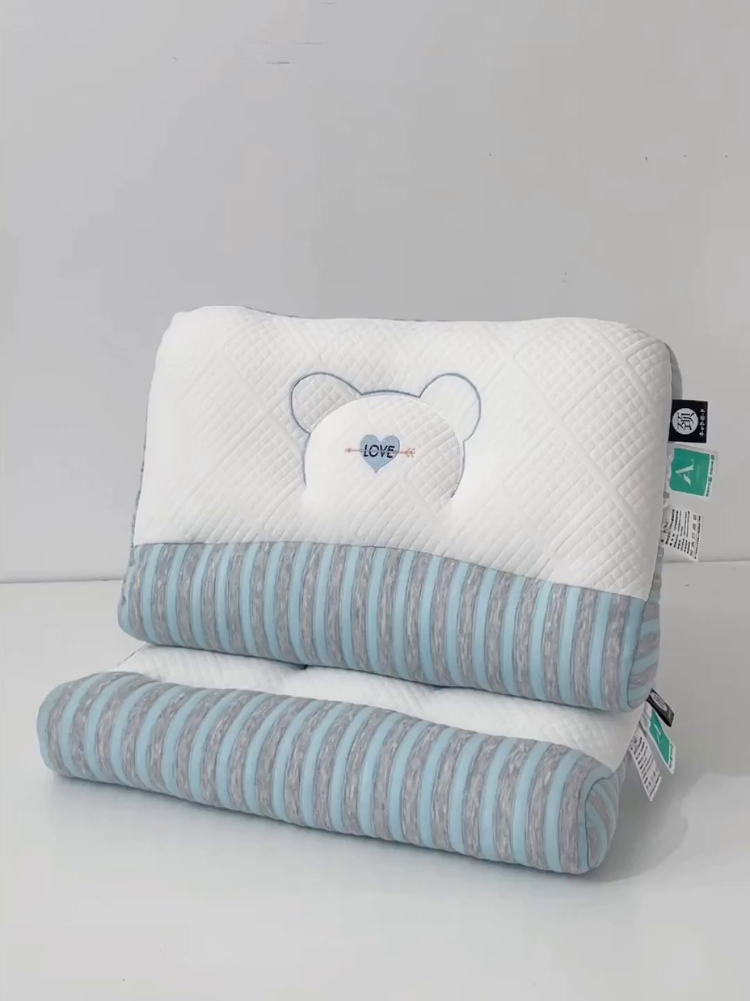 91家纺网 家纺一手货源 找家纺 永乐枕芯 2025新款情侣款深睡SPA枕枕头枕芯 情侣护颈枕-蓝色