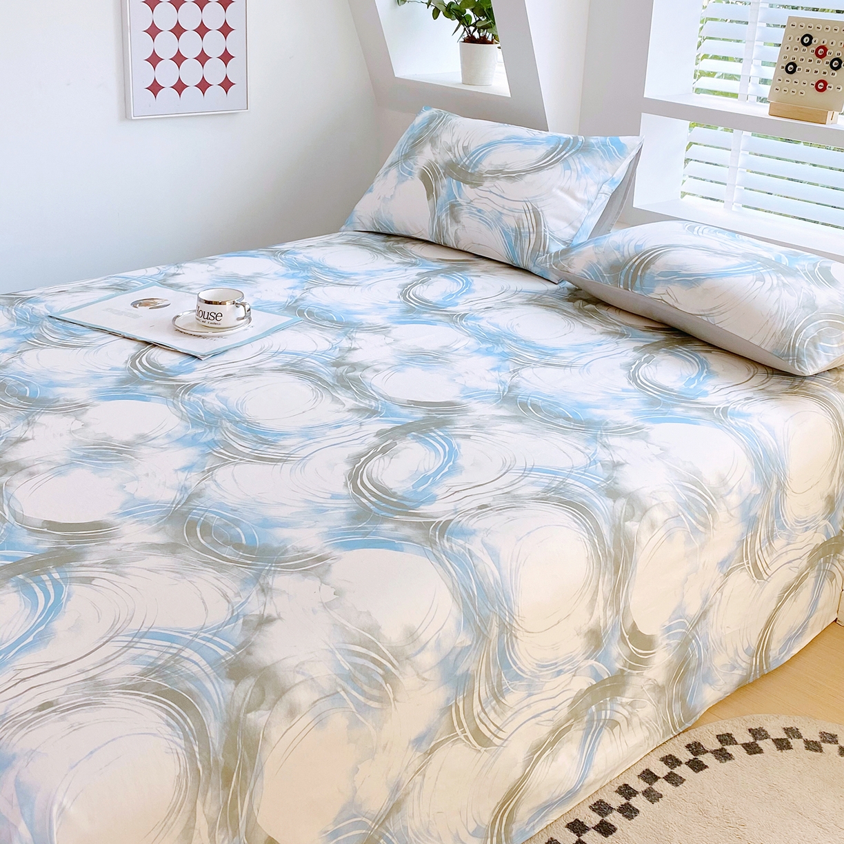 91家纺网 家纺一手货源 找家纺 小懒猪 2026全棉纯棉印花单床单床单单件 墨旋