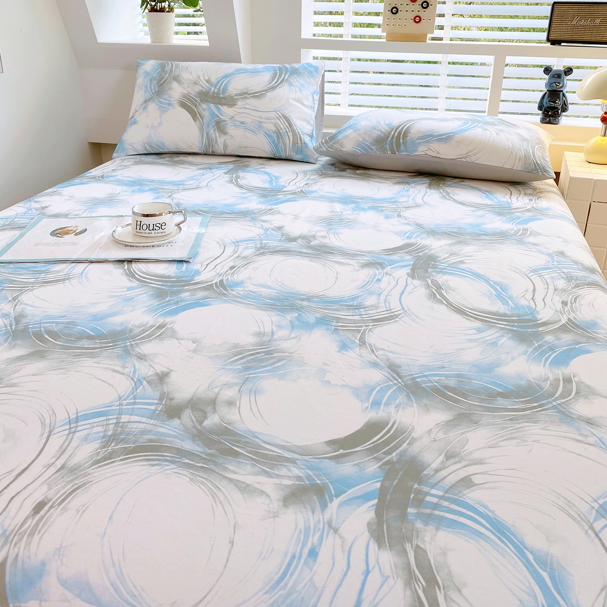 91家纺网 家纺一手货源 找家纺 小懒猪 2026全棉纯棉印花单床单床单单件 墨旋