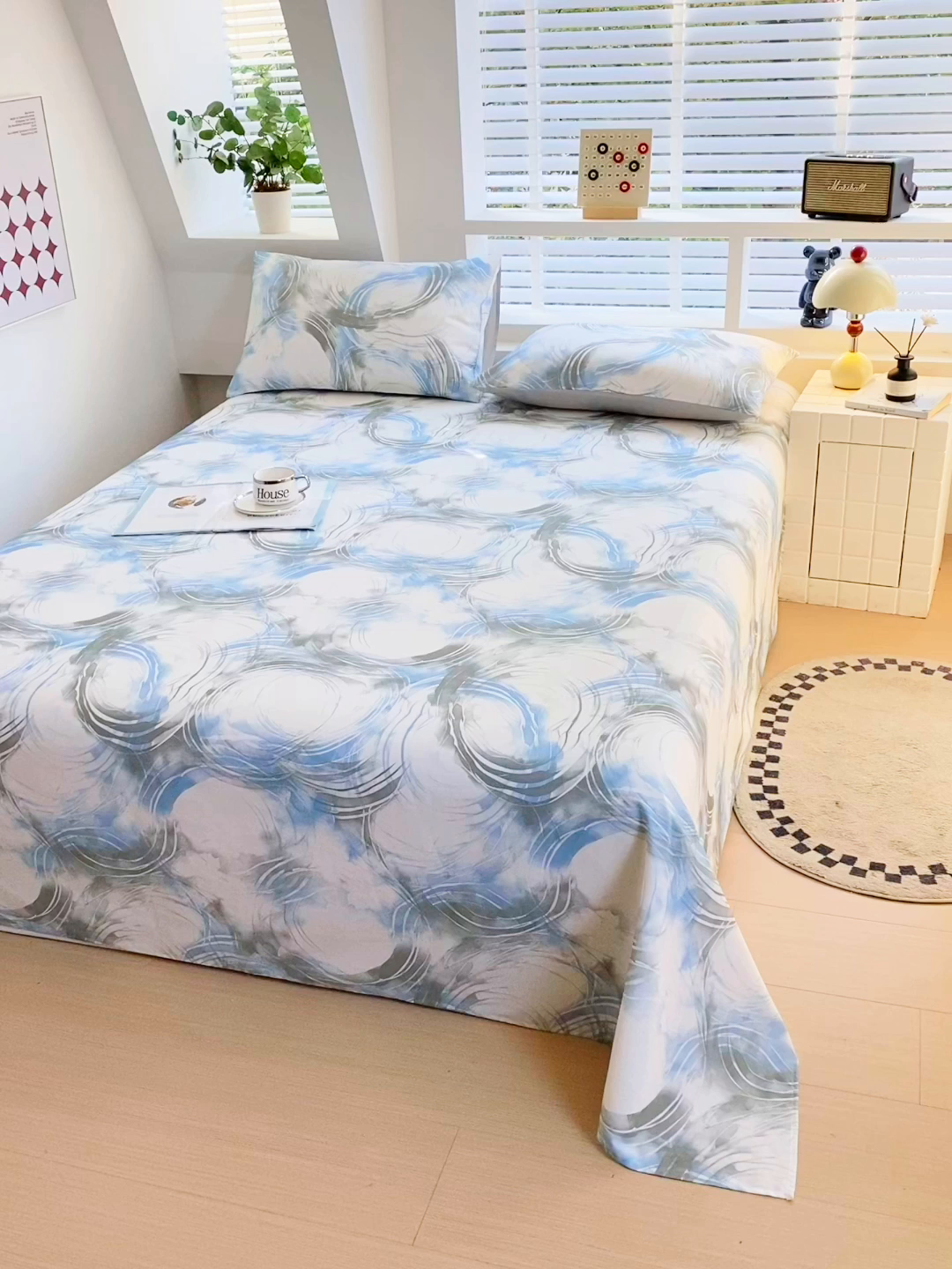 91家纺网 家纺一手货源 找家纺 小懒猪 2026全棉纯棉印花单床单床单单件 墨旋