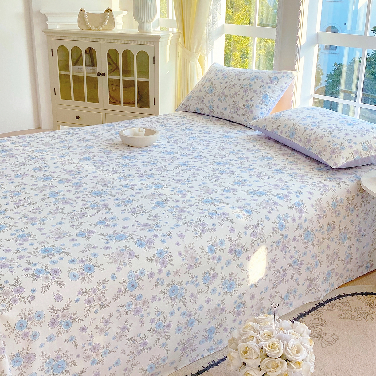 91家纺网 家纺一手货源 找家纺 小懒猪 2026全棉纯棉印花单床单床单单件 青蔓花盏