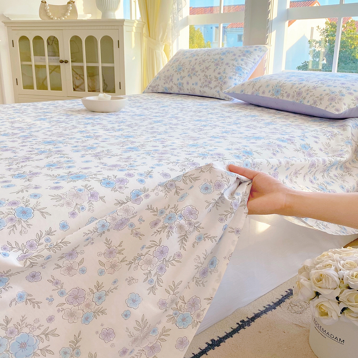 91家纺网 家纺一手货源 找家纺 小懒猪 2026全棉纯棉印花单床单床单单件 青蔓花盏