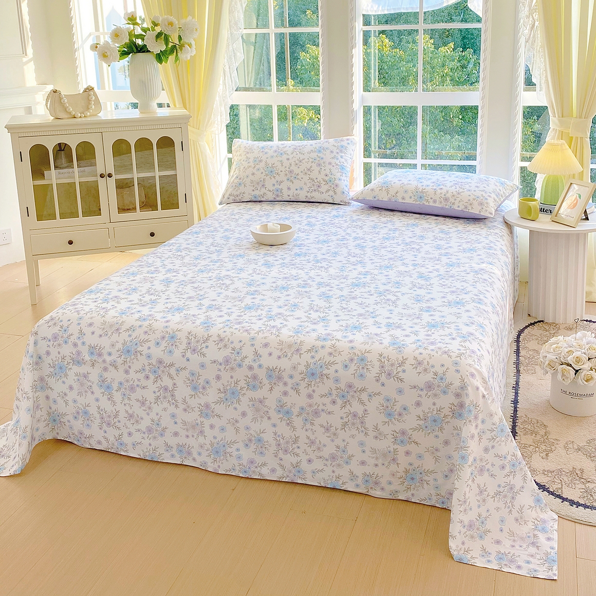 91家纺网 家纺一手货源 找家纺 小懒猪 2026全棉纯棉印花单床单床单单件 青蔓花盏