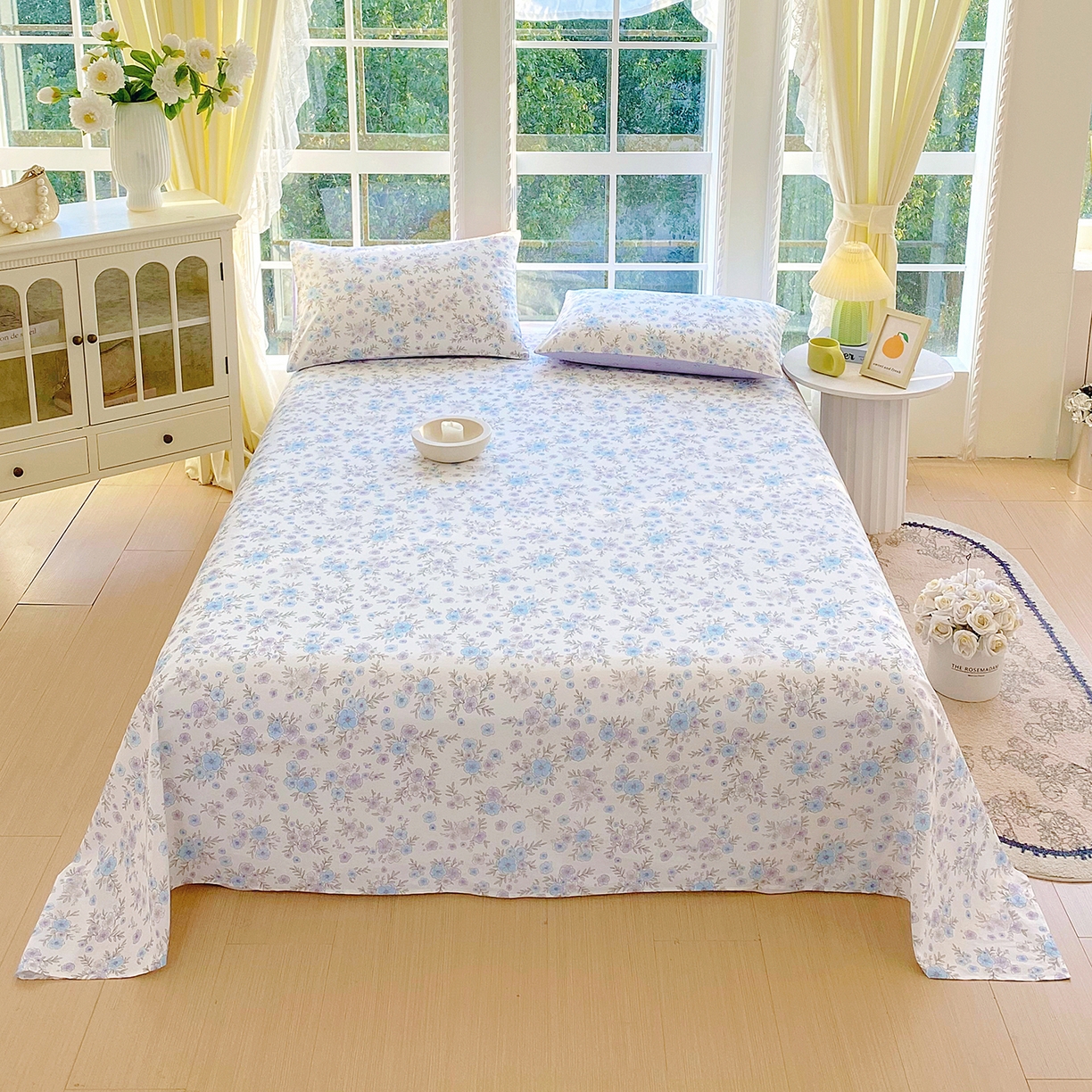 91家纺网 家纺一手货源 找家纺 小懒猪 2026全棉纯棉印花单床单床单单件 青蔓花盏