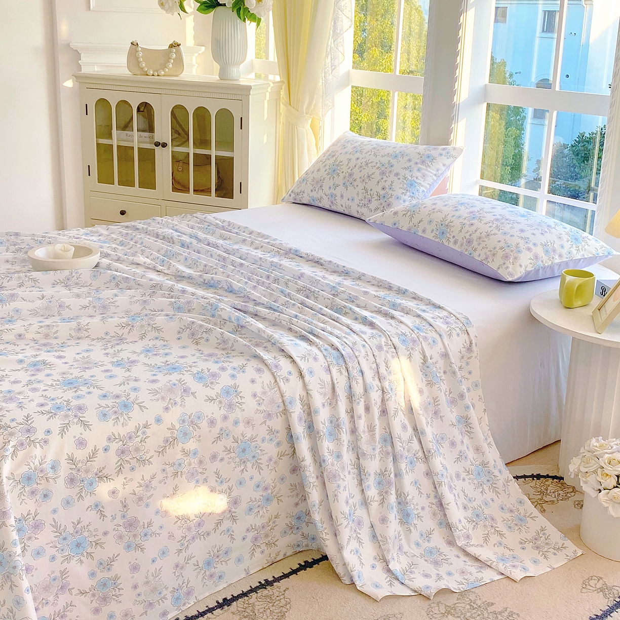 91家纺网 家纺一手货源 找家纺 小懒猪 2026全棉纯棉印花单床单床单单件 青蔓花盏