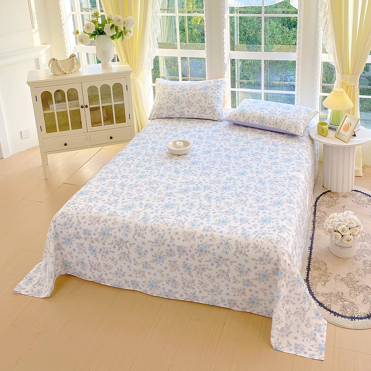 91家纺网 家纺一手货源 找家纺 小懒猪 2026全棉纯棉印花单床单床单单件 青蔓花盏